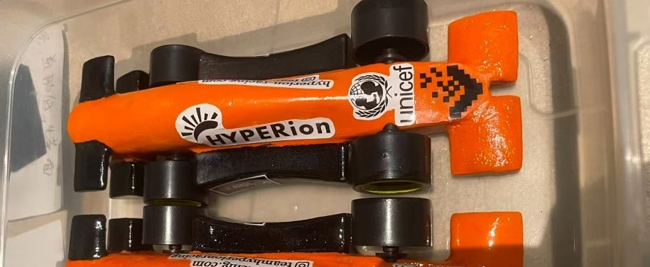 Finished orange Hyperion Racing car